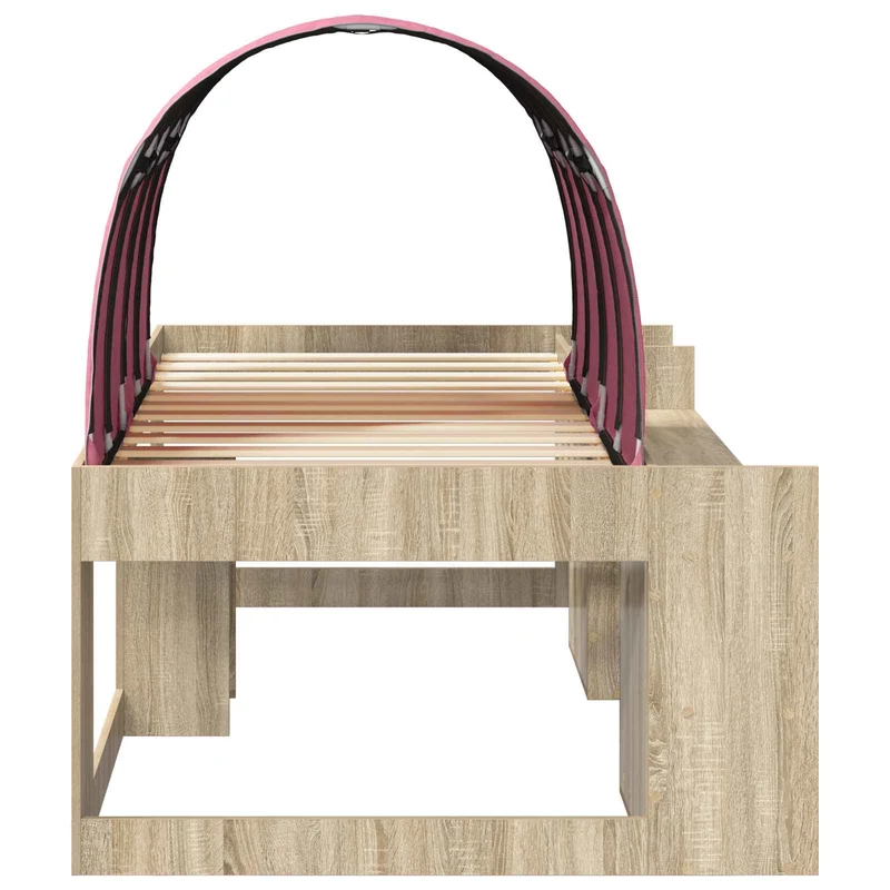 Bed with Tunnel 3 pcs Sonoma Oak and Pink Engineered Wood