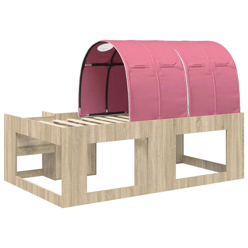 Bed with Tunnel 3 pcs Sonoma Oak and Pink Engineered Wood
