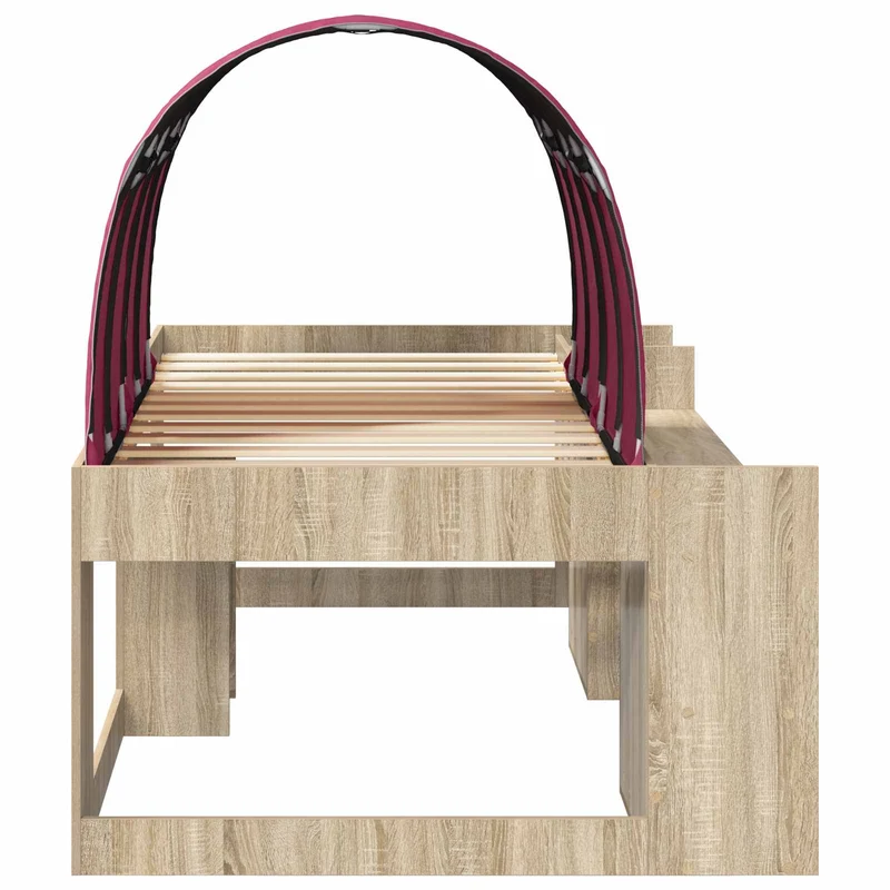 Bed with Tunnel 3 pcs Sonoma Oak and Red Engineered Wood
