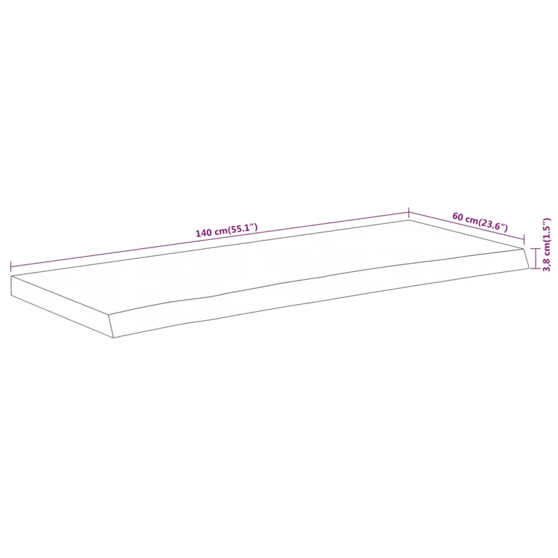 Bathroom Countertop 140x60x3,8 cm Rectangular Solid Wood Acacia