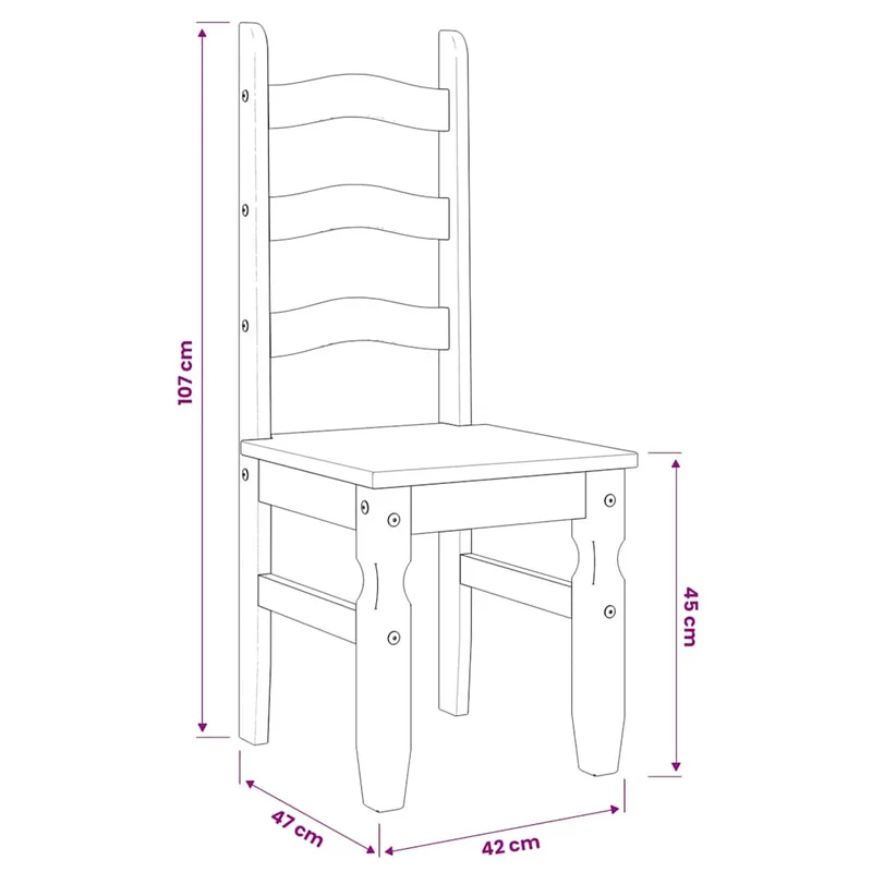 Dining Chairs 2 pcs "Corona" Grey 42x47x107 cm Solid Wood Pine