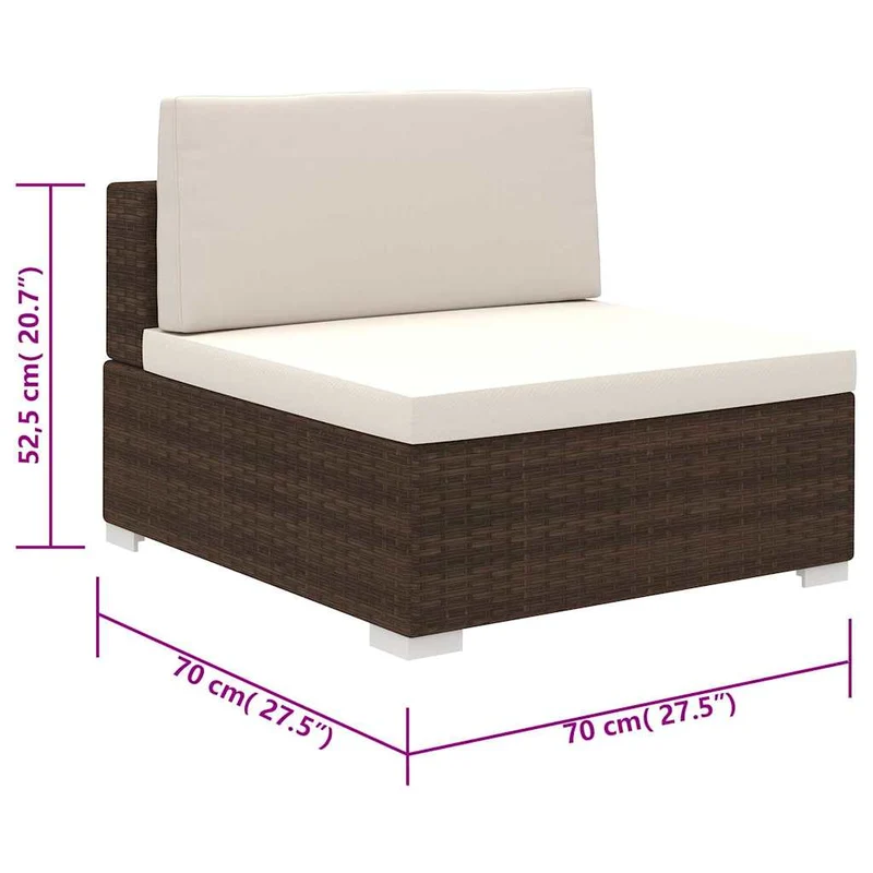 41268 vidaXL 6 Piece Garden Lounge Set with Cushions Poly Rattan Brown