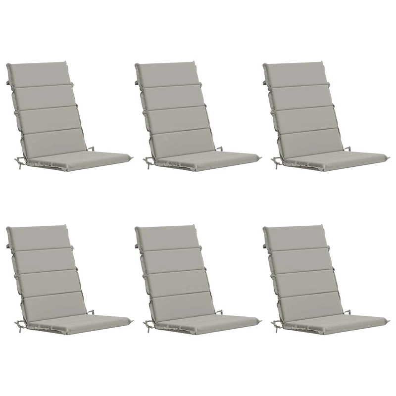 High Back Chair Cushion GEMERT 6 pcs 100% Polyester Grey