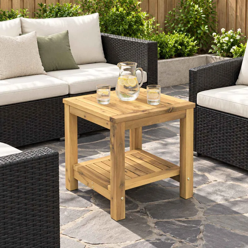 Coffee Table Whitewash 40.5 x 40 x 45 cm Solid Acacia Wood