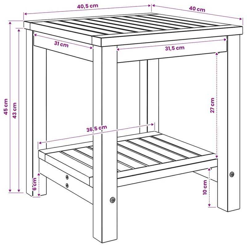 Coffee Table Whitewash 40.5 x 40 x 45 cm Solid Acacia Wood
