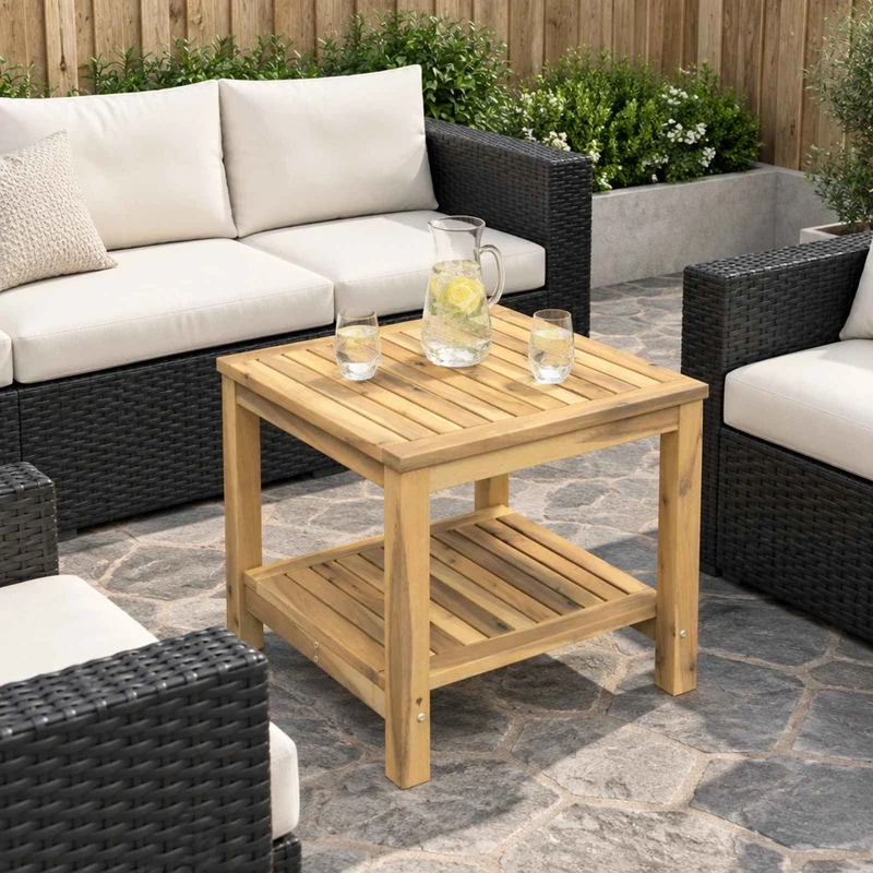 Coffee Table Whitewash 48.5 x 49 x 45 cm Solid Acacia Wood