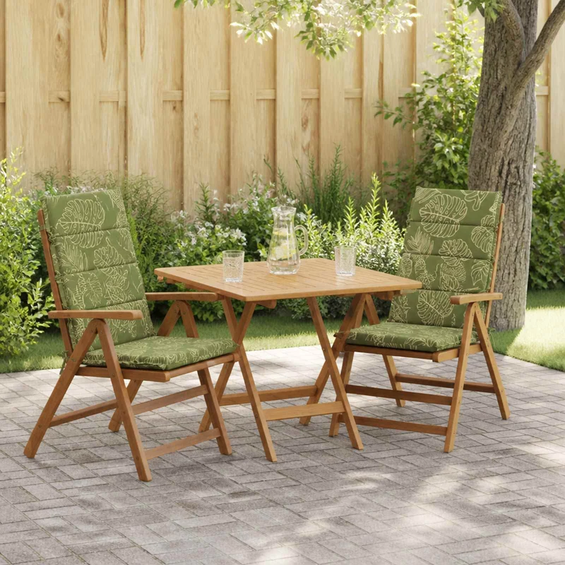 High Back Chair Cushion GEMERT 2 pcs 100% Polyester Leaf Design