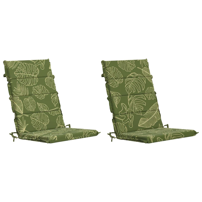High Back Chair Cushion GEMERT 2 pcs 100% Polyester Leaf Design