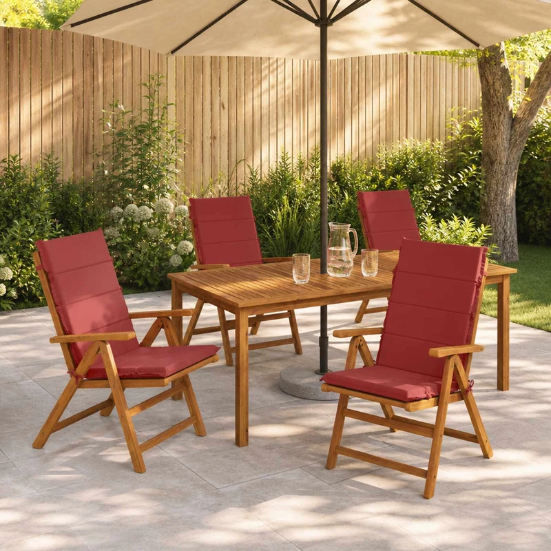 High Back Chair Cushion GEMERT 4 pcs 100% Polyester Wine Red