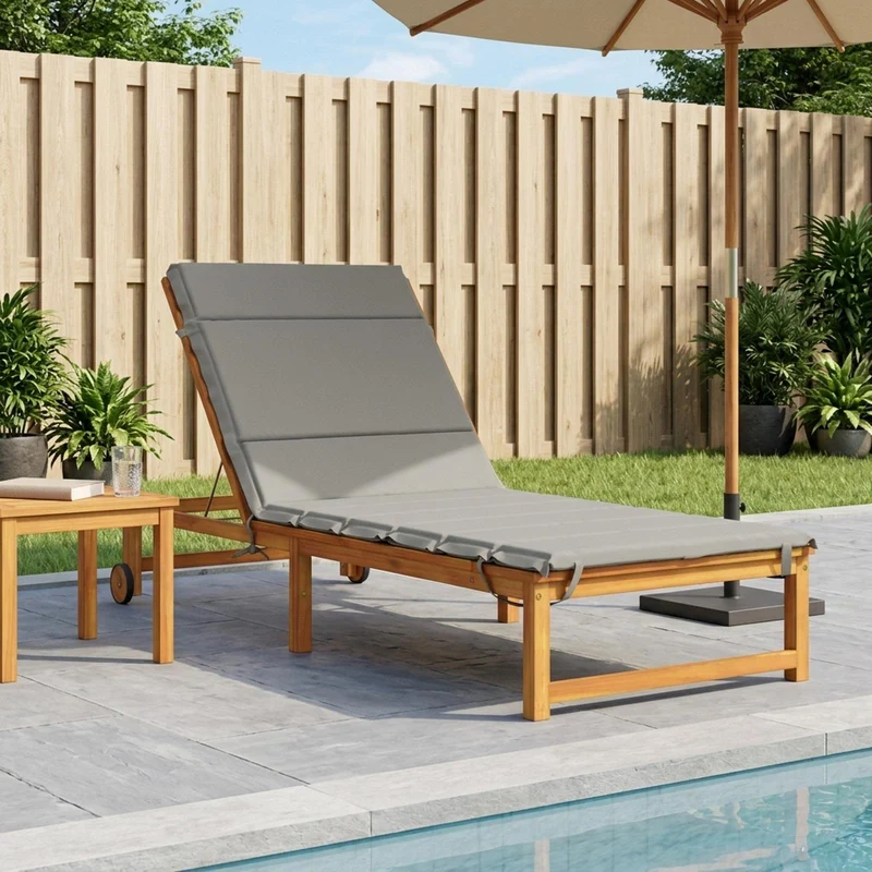 Sunlounger Cushion GEMERT 100% Polyester Grey 200 x 70 x 3 cm