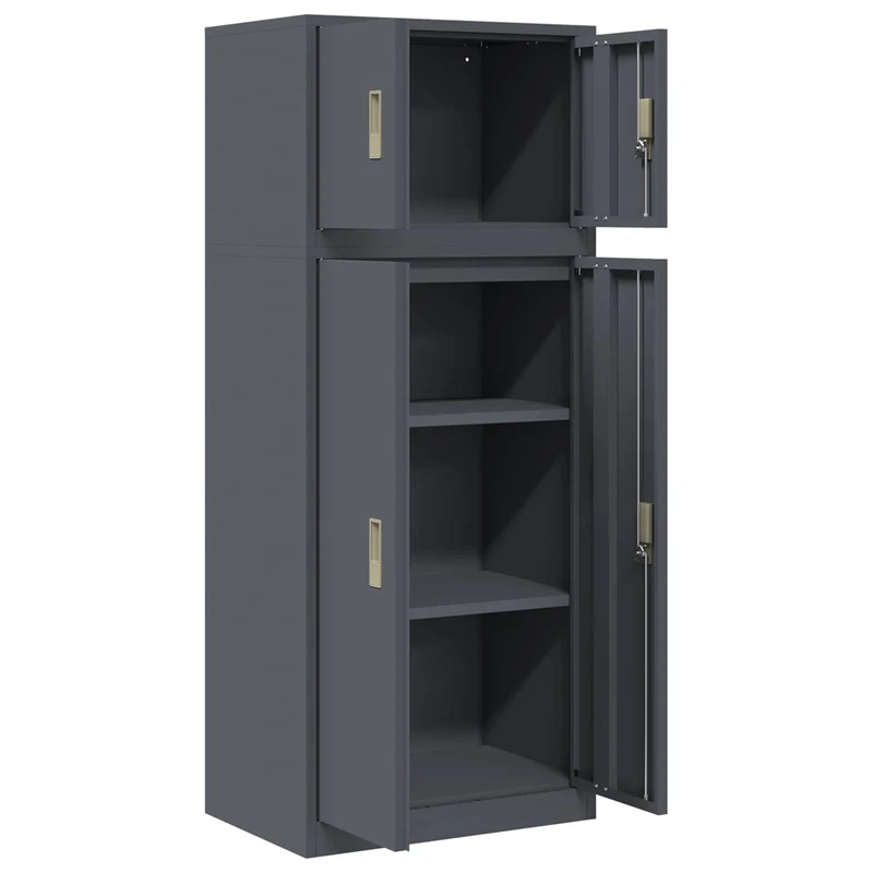 Storage Cabinet 2 pcs Anthracite 60 x 40 x 145 cm Steel