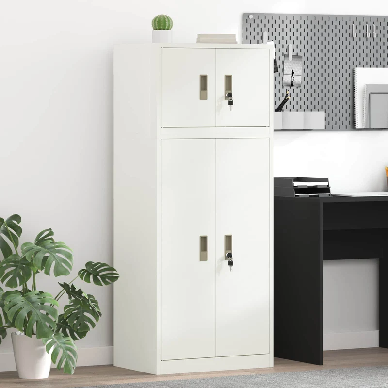 Storage Cabinet 2 pcs White 60 x 40 x 145 cm Steel Lockable