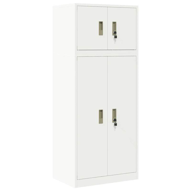 Storage Cabinet 2 pcs White 60 x 40 x 145 cm Steel Lockable