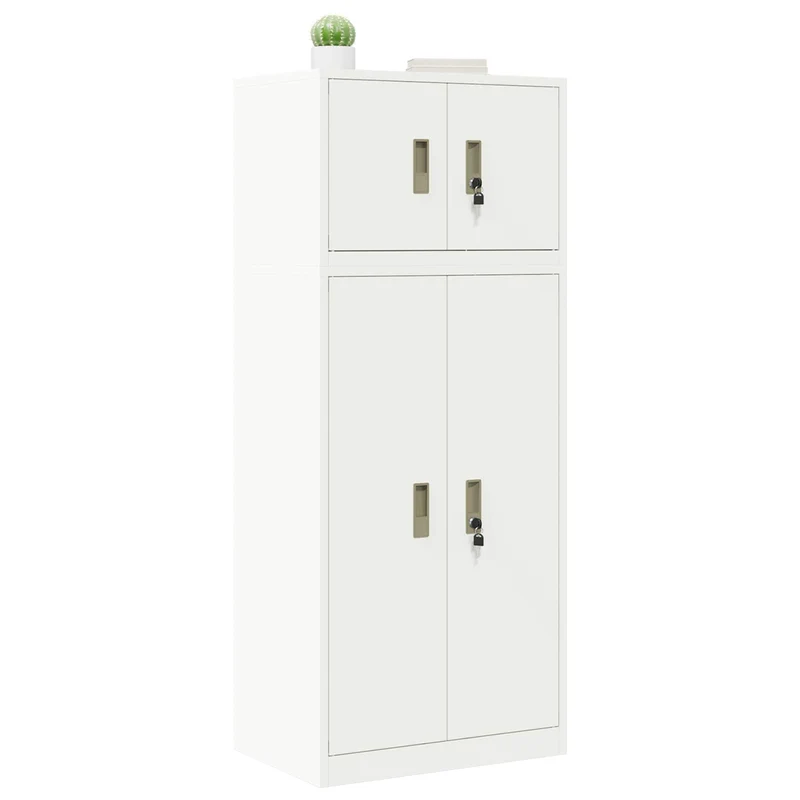 Storage Cabinet 2 pcs White 60 x 40 x 145 cm Steel Lockable