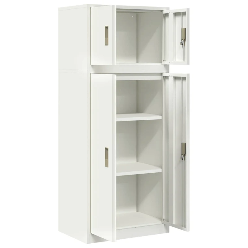 Storage Cabinet 2 pcs White 60 x 40 x 145 cm Steel Lockable