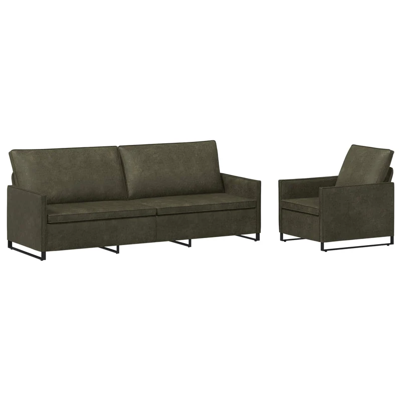 Sofa Set 2 pcs Army Green Faux Suede Fabric