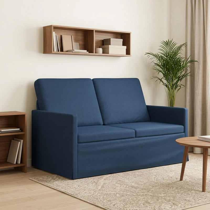 2 Seater Sofa Blue 130 x 81 x 82 cm Fabric
