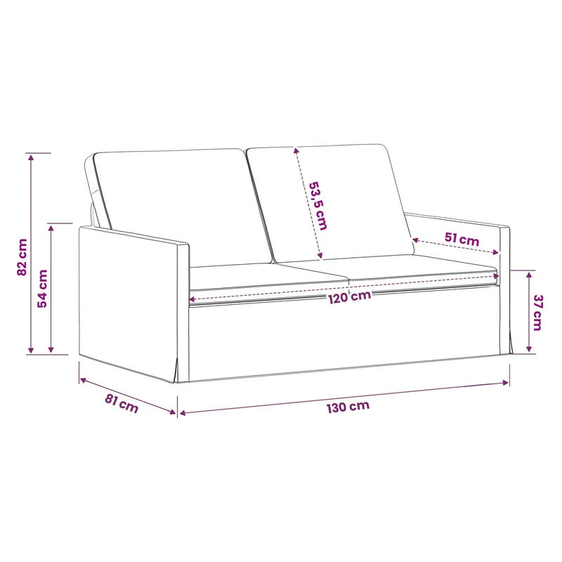 2 Seater Sofa Blue 130 x 81 x 82 cm Fabric