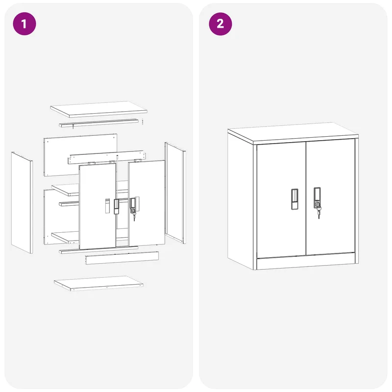 Storage Cabinet White 60 x 40 x 70 cm Steel