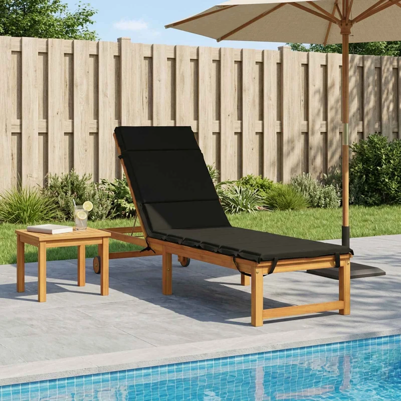 Sunlounger Cushion GEMERT 100% Polyester Black 200 x 55 x 3 cm