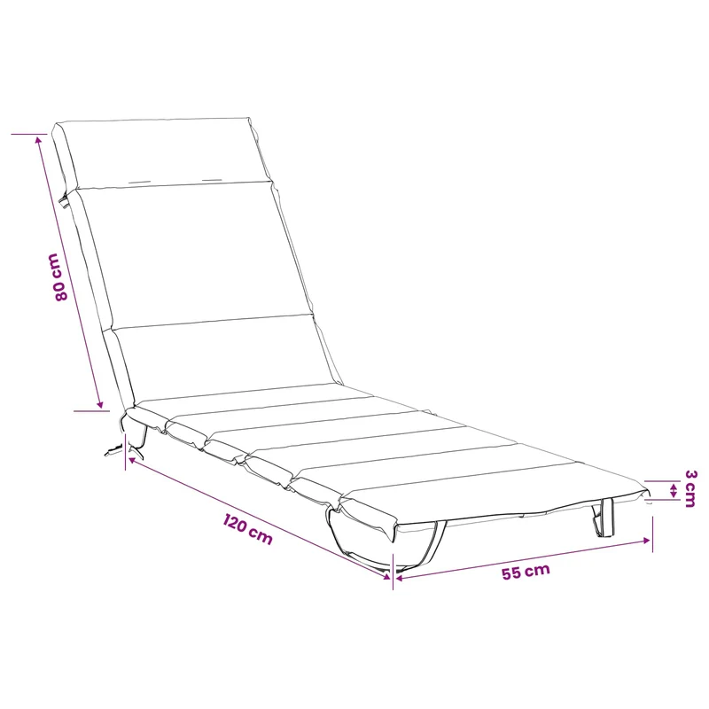 Sunlounger Cushion GEMERT 100% Polyester Green 200 x 55 x 3 cm