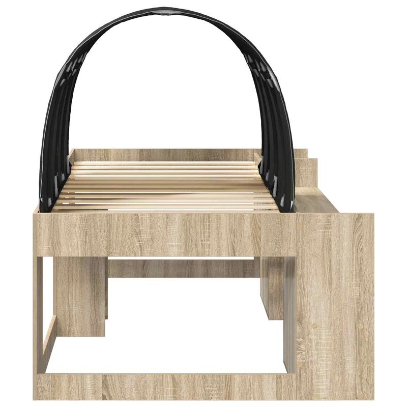 Bed with Tunnel 3 pcs Sonoma Oak and Black Engineered Wood