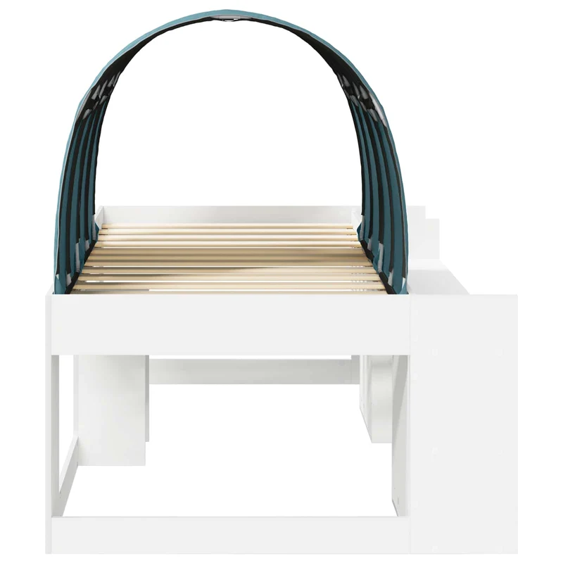 Kids'High Bed Frame with Storage 3 pcs White and Light Blue