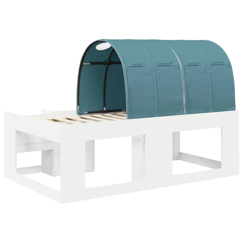 Kids'High Bed Frame with Storage 3 pcs White and Light Blue