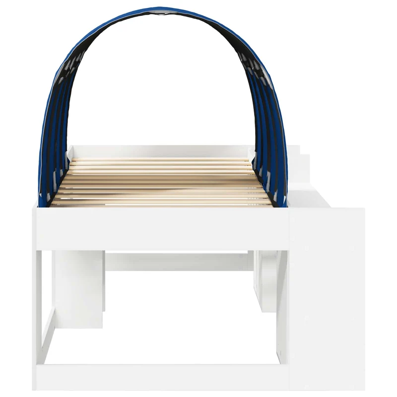 Kids'High Bed Frame with Storage 3 pcs White and Blue