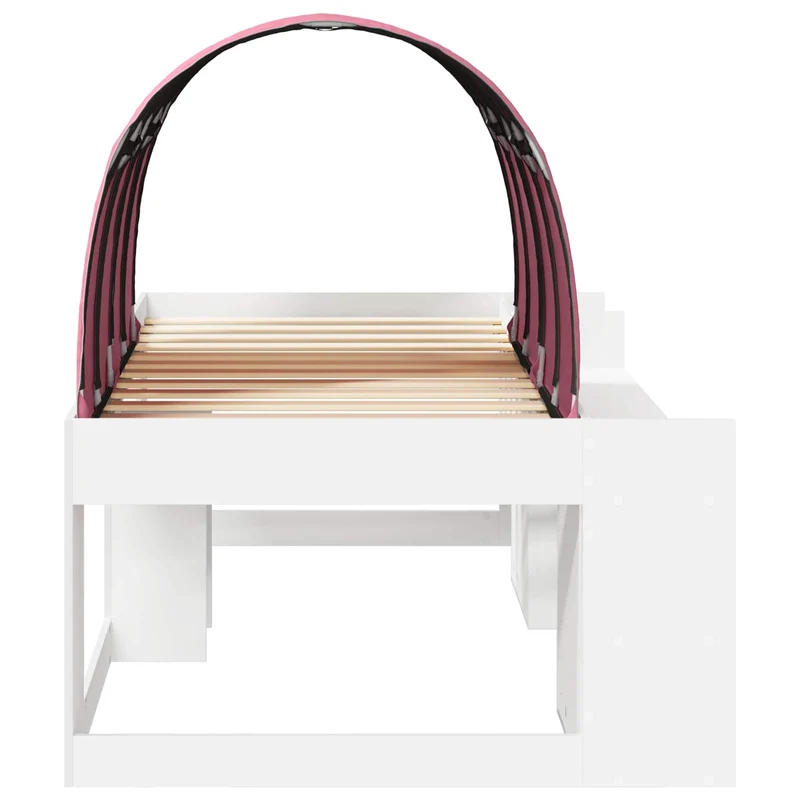 Kids'High Bed Frame with Storage 3 pcs White and Pink