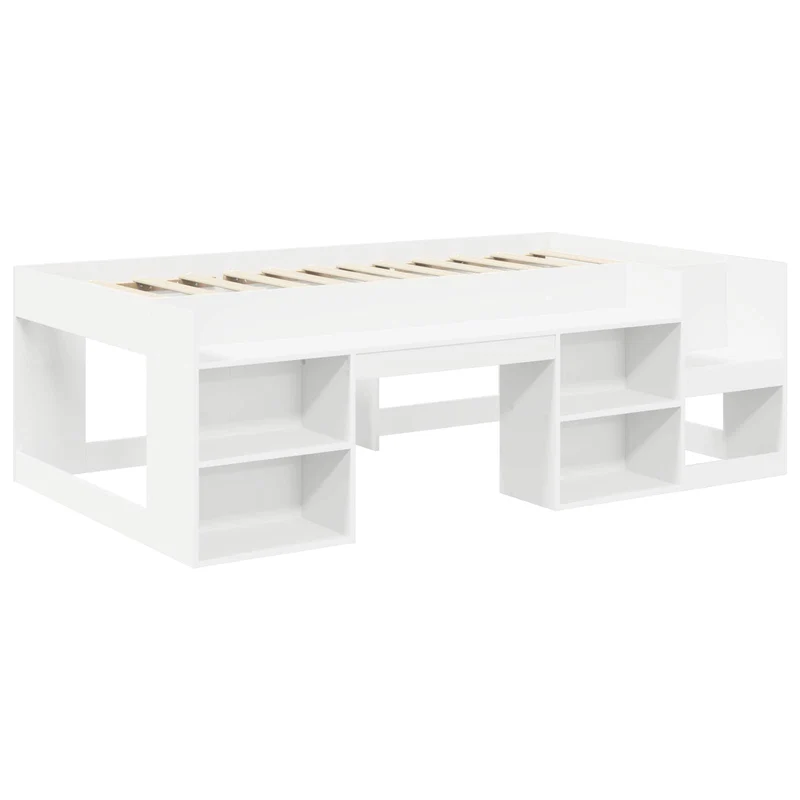 Kids'High Bed Frame with Storage 3 pcs White and Black