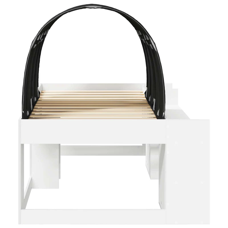 Kids'High Bed Frame with Storage 3 pcs White and Black