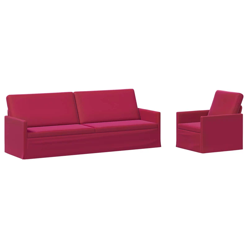 Sofa Set 2 pcs Wine Red Velvet