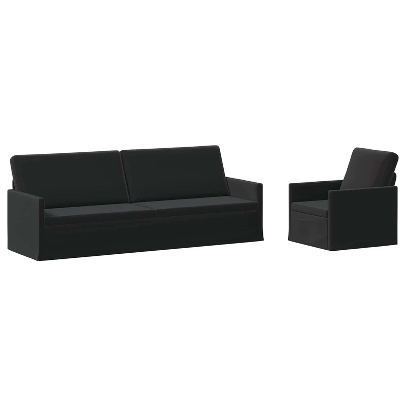 Sofa Set 2 pcs Black Velvet