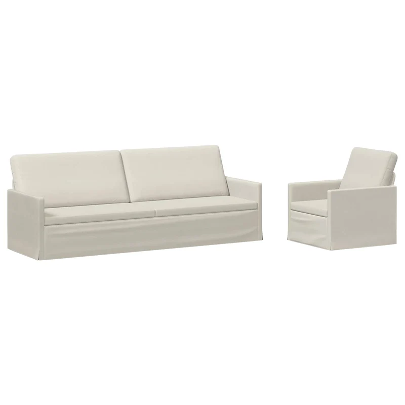 Sofa Set 2 pcs Cream Velvet