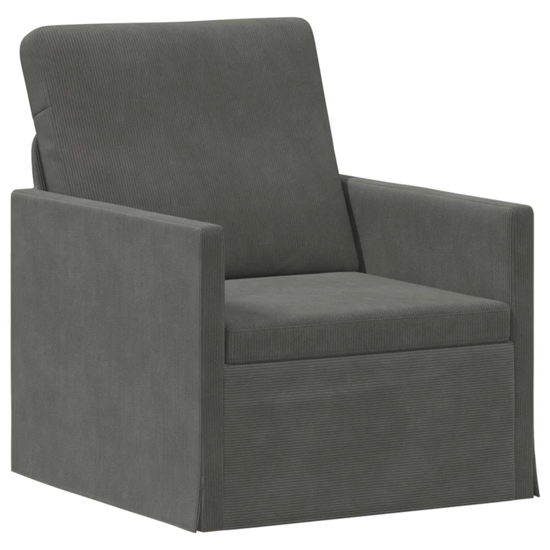 Sofa Set 2 pcs Dark Grey Corduroy Fabric