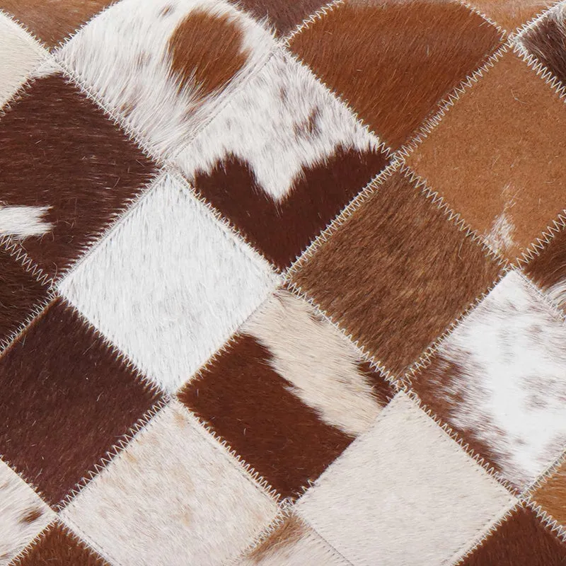 Bench 60 x 30 x 45 cm Real Leather Brown Patchwork