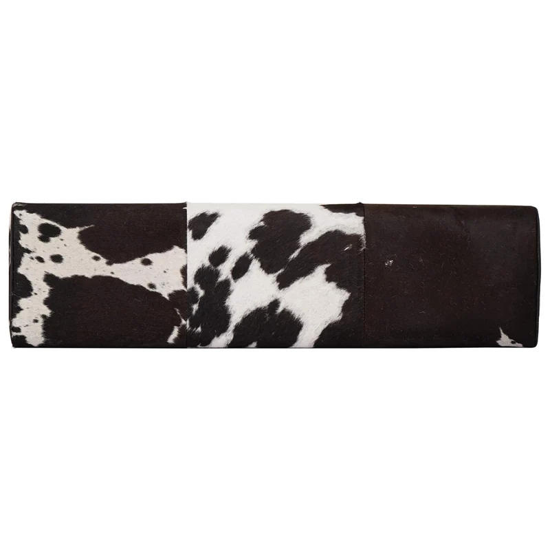 Bench 110 x 30 x 45 cm Real Leather Black and White
