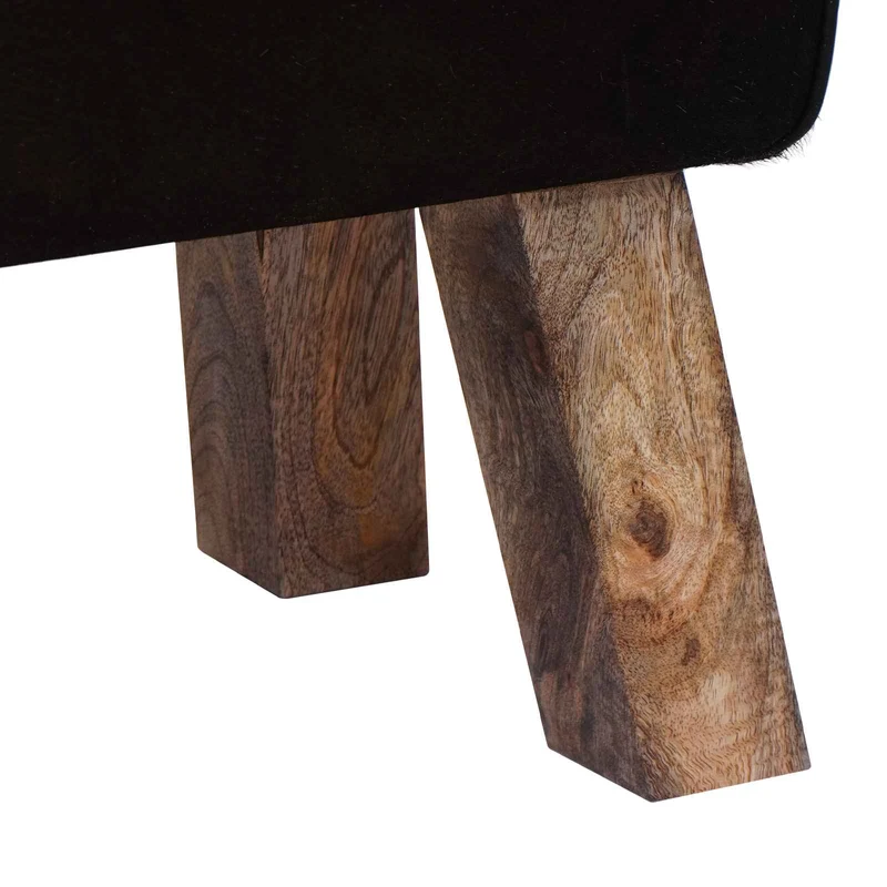 Bench 110 x 30 x 45 cm Real Leather Black and White