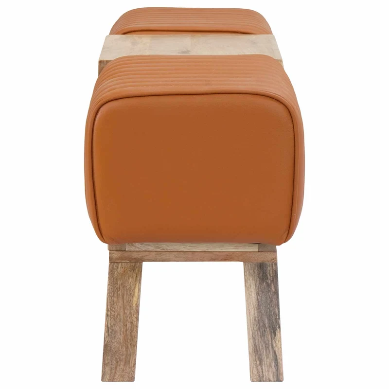 Bench 110 x 30 x 45 cm Real Leather Brown
