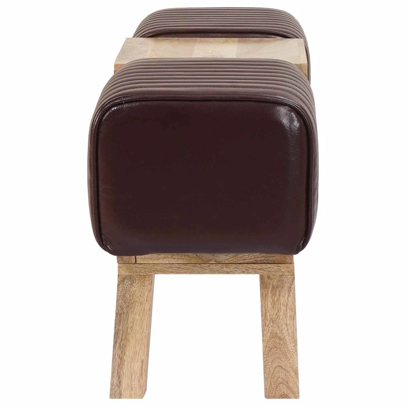 Bench 110 x 30 x 45 cm Real Leather Dark Brown