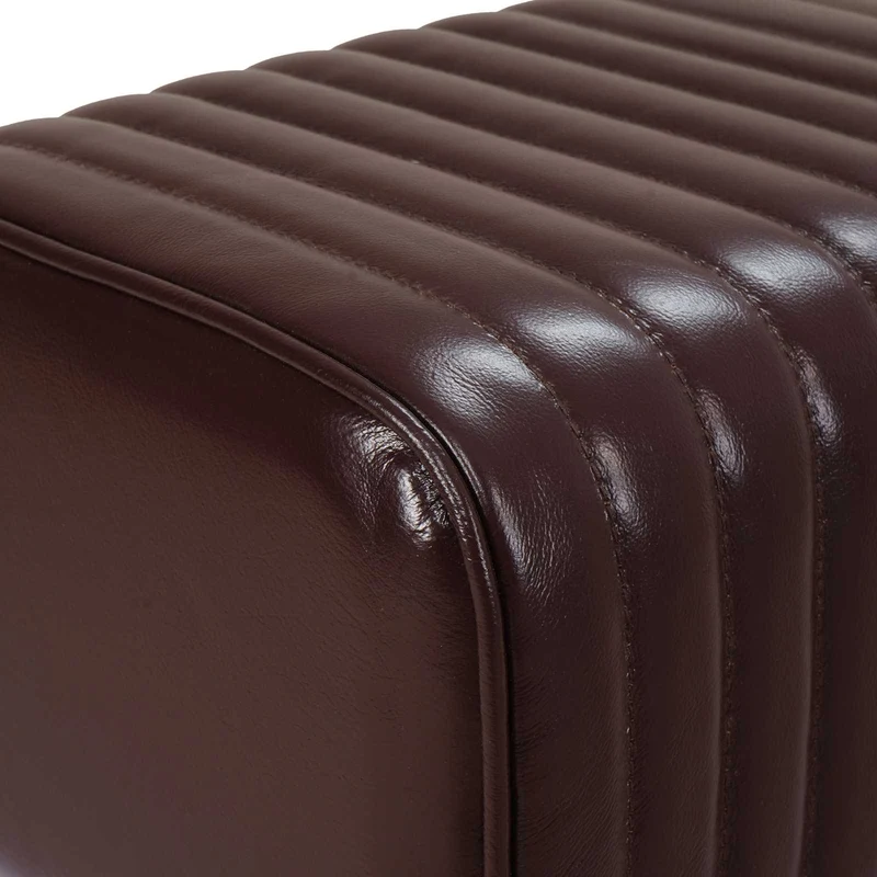 Bench 110 x 30 x 45 cm Real Leather Dark Brown