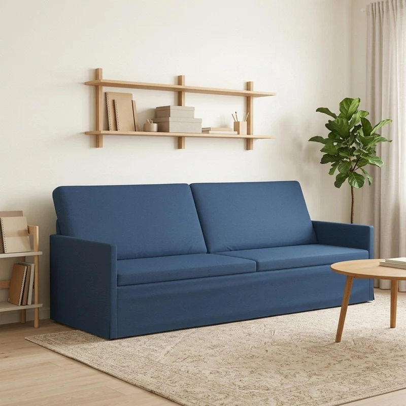 3 Seater Sofa Blue 220 x 81 x 82 cm Fabric