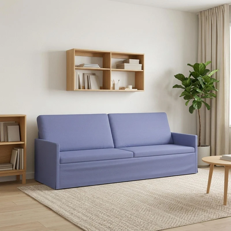 3 Seater Sofa Jeans Blue 220 x 81 x 82 cm Fabric