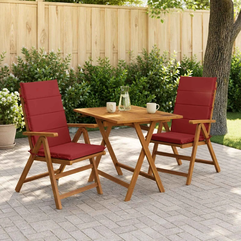 High Back Chair Cushion GEMERT 2 pcs 100% Polyester Wine Red