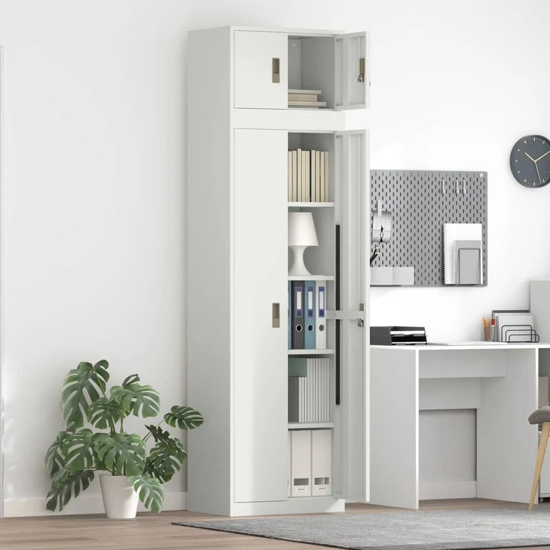 Storage Cabinet 2 pcs White 60 x 40 x 220 cm Steel Lockable