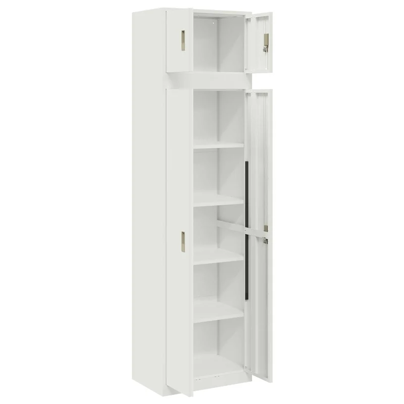 Storage Cabinet 2 pcs White 60 x 40 x 220 cm Steel Lockable
