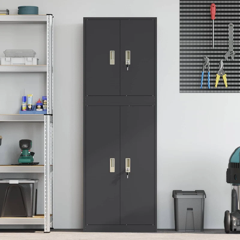 Storage Cabinet 2 pcs Black 60 x 40 x 175 cm Steel Lockable