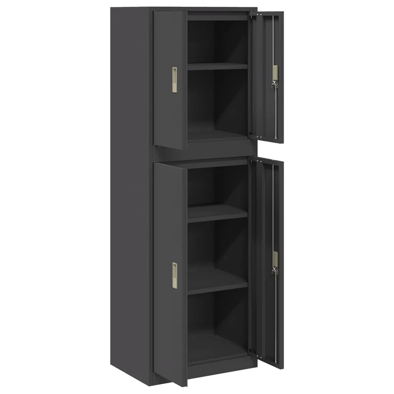 Storage Cabinet 2 pcs Black 60 x 40 x 175 cm Steel Lockable