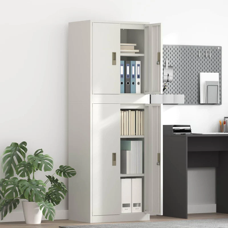 Storage Cabinet 2 pcs White 60 x 40 x 175 cm Steel Lockable